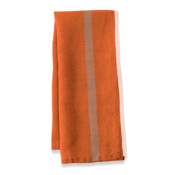 Caravan Laundered Linen Orange/Natural Tea Towel - Soap & Water Everyday