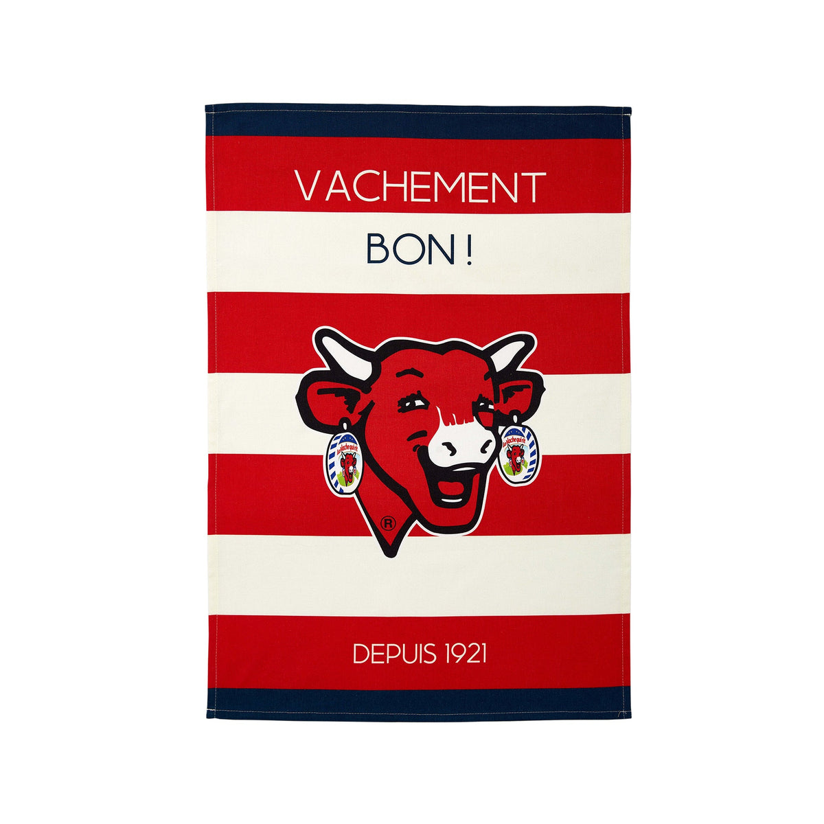 Coucke La Vache Qui Rit Raye Rouge Tea Towel