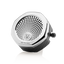 A chrome finish Carparfum diffuser designed to be attached to a car's ventilation system, with a visible logo and grid-like pattern.