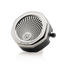 A nickel finish Carparfum diffuser with active ventilation system designed for use in vehicles.