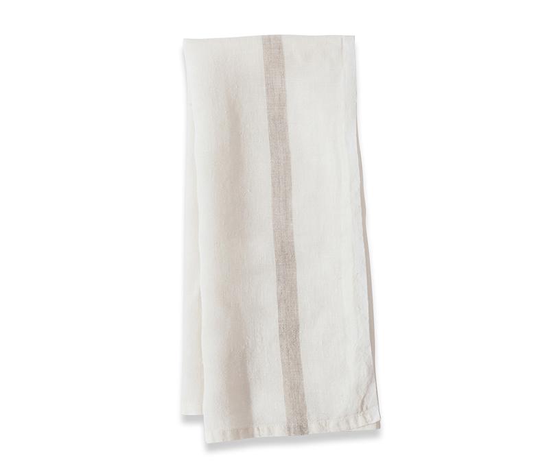 Caravan Laundered Linen White/Natural Tea Towel - Lothantique Canada