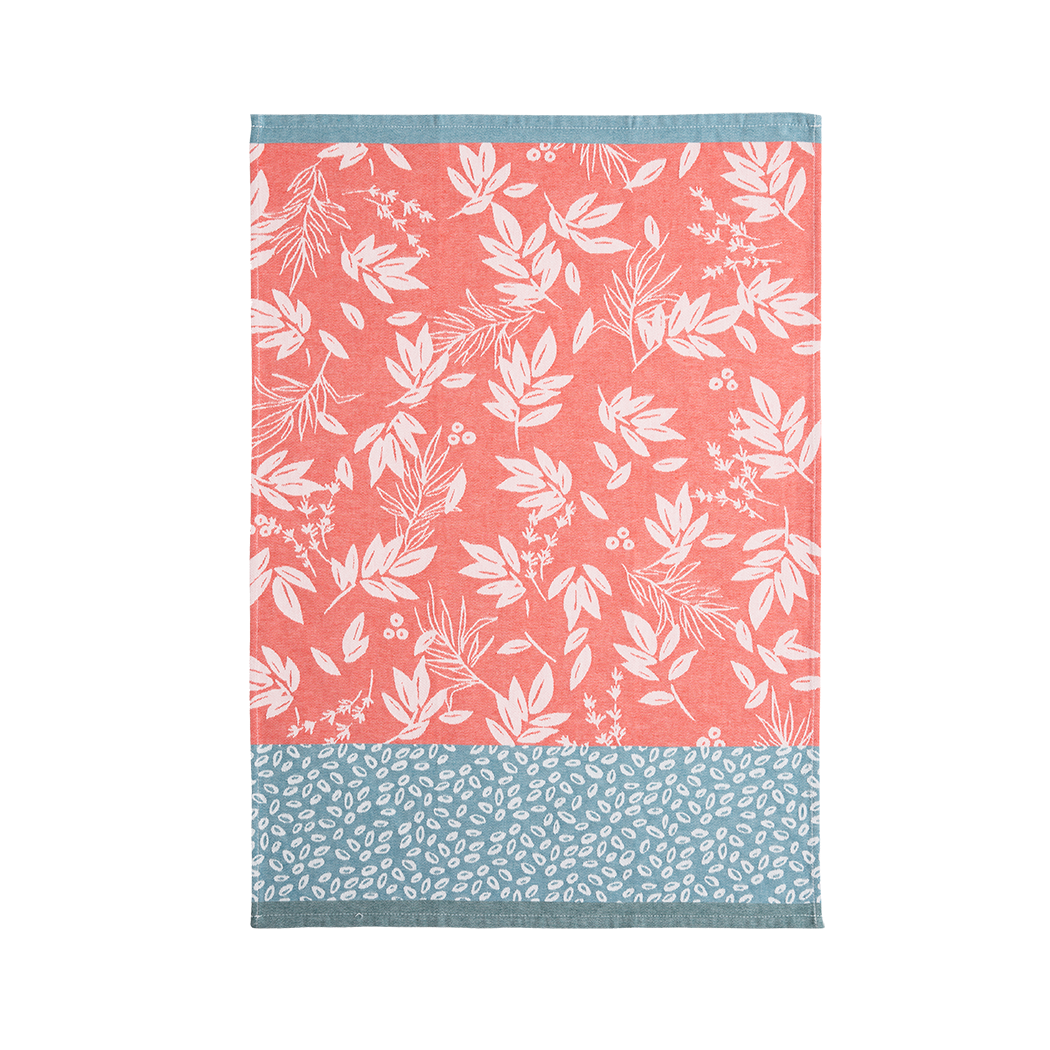 Coucke Feuillage Rouge Tea Towel