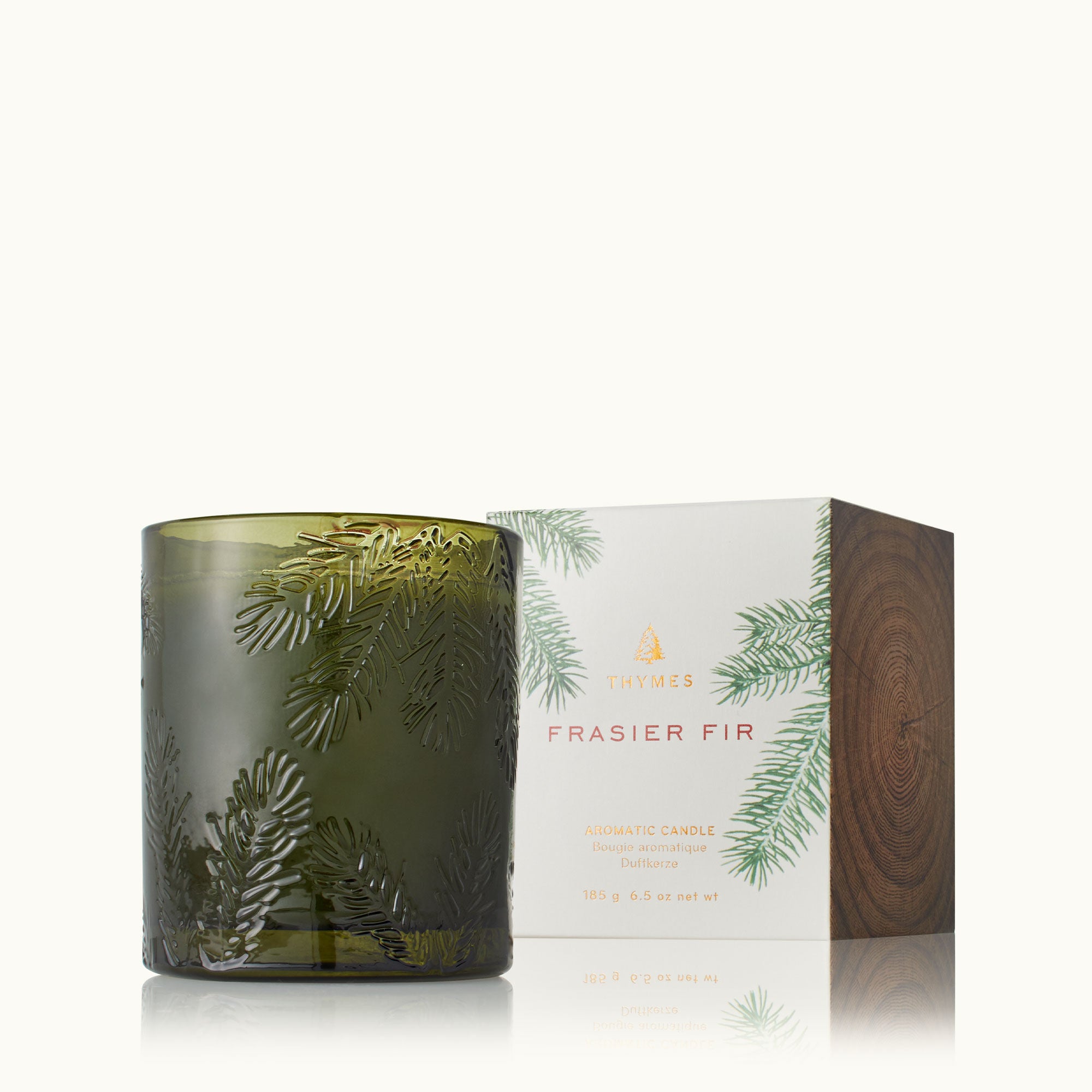 Thymes Frasier Fir Poured Candle - Molded Green Glass