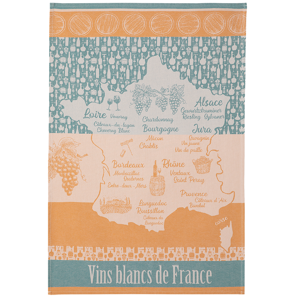 Coucke Vins Blancs de France Tea Towel