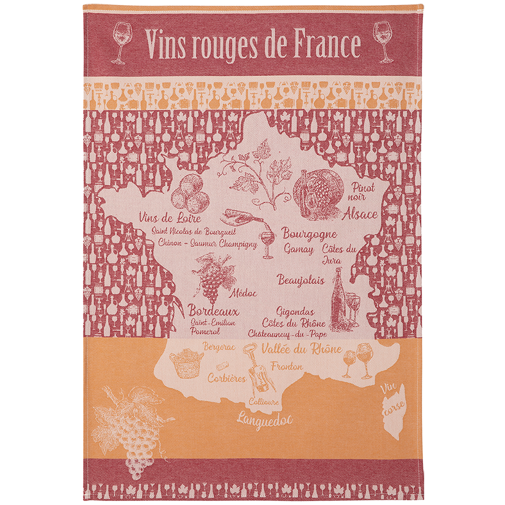 Coucke Vins Rouge de France Tea Towel