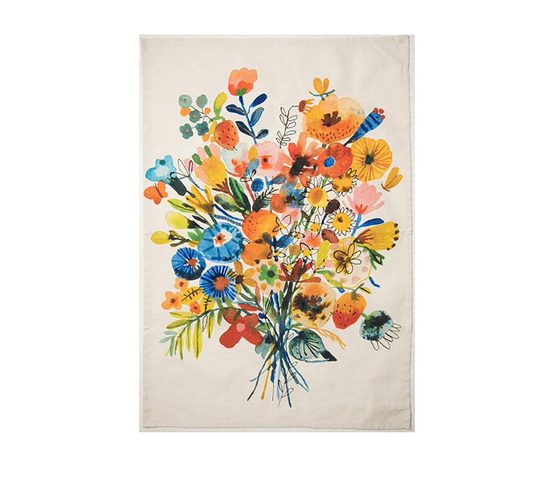 Bon|Artis Blue &amp; Orange Bouquet Tea Towel - Soap &amp; Water Everyday