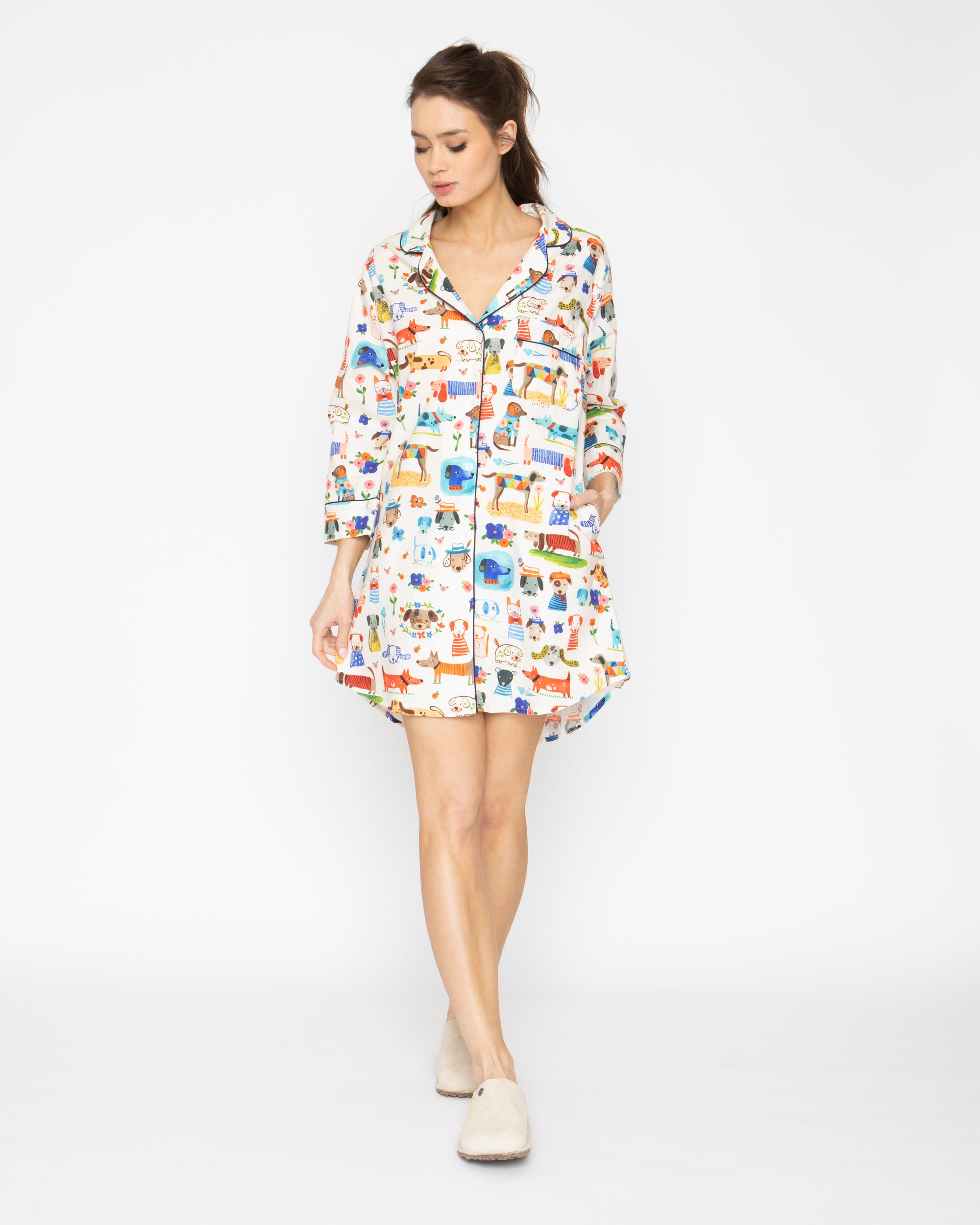 Bon|Artis Painted Dog Long Shirt Pajama