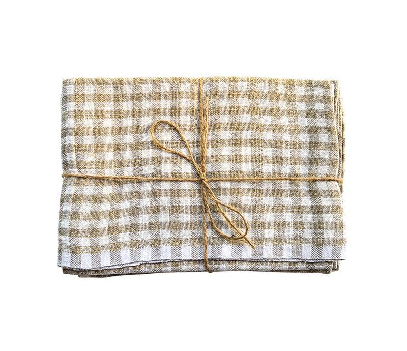 Caravan Gingham Natural/Ivory Tea Towel - Soap &amp; Water Everyday