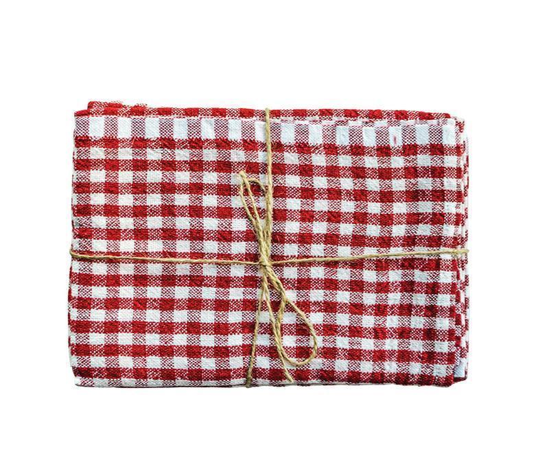 Caravan Gingham Red/Ivory Tea Towel - Soap & Water Everyday