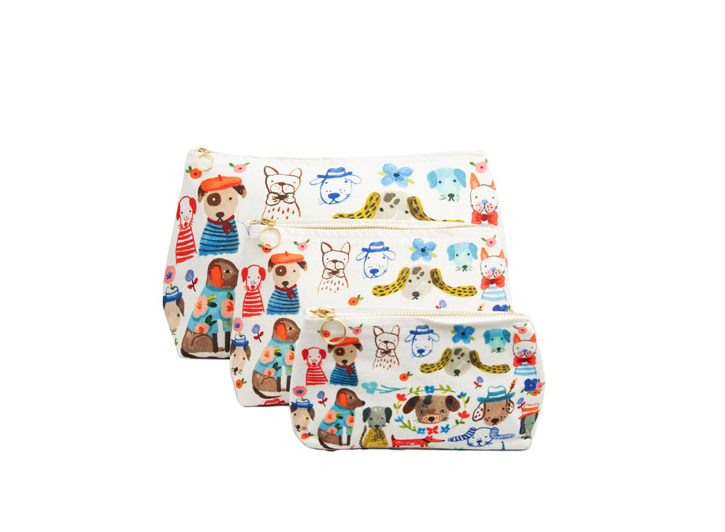 Bon|Artis Painted Dog Cosmetic Bags