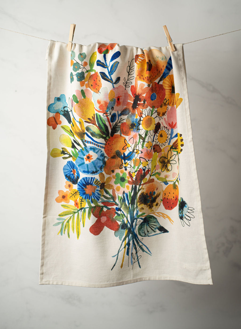 Bon|Artis Blue & Orange Bouquet Tea Towel - Soap & Water Everyday