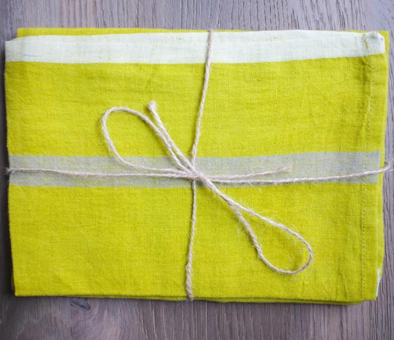 Caravan Laundered Linen Lime/Grey Tea Towel - Soap &amp; Water Everyday